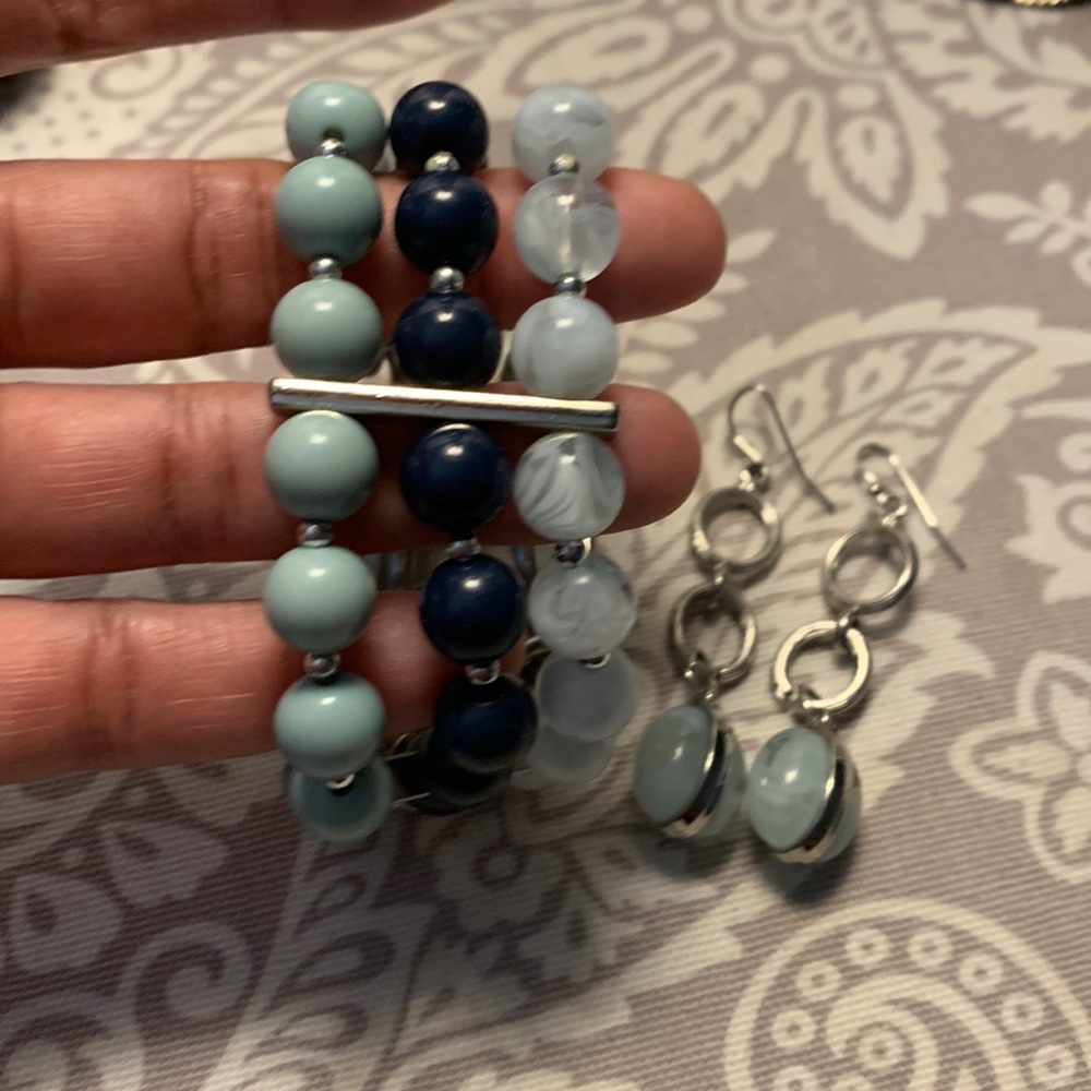 Marble earrings and bracelets set